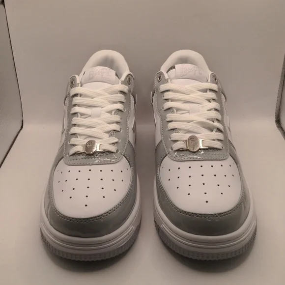 New A Bathing Ape Bapesta Men's Sneakers Light Grey Sz 12